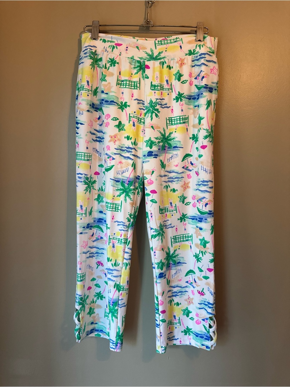 Aryeh White Pants with Tropical Multicolor Print